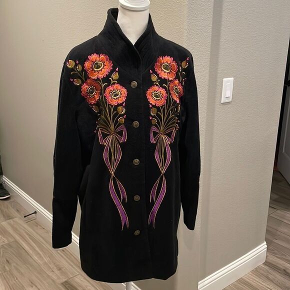 Bob Mackie Long Coat Fleece Wearable Art Vintage with Vintage Perfume Bundle - Picture 2 of 10